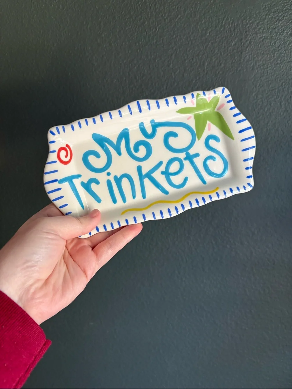 2008 Cotton Colors My Trinkets Ceramic Tray Y2K Whimsical Colorful